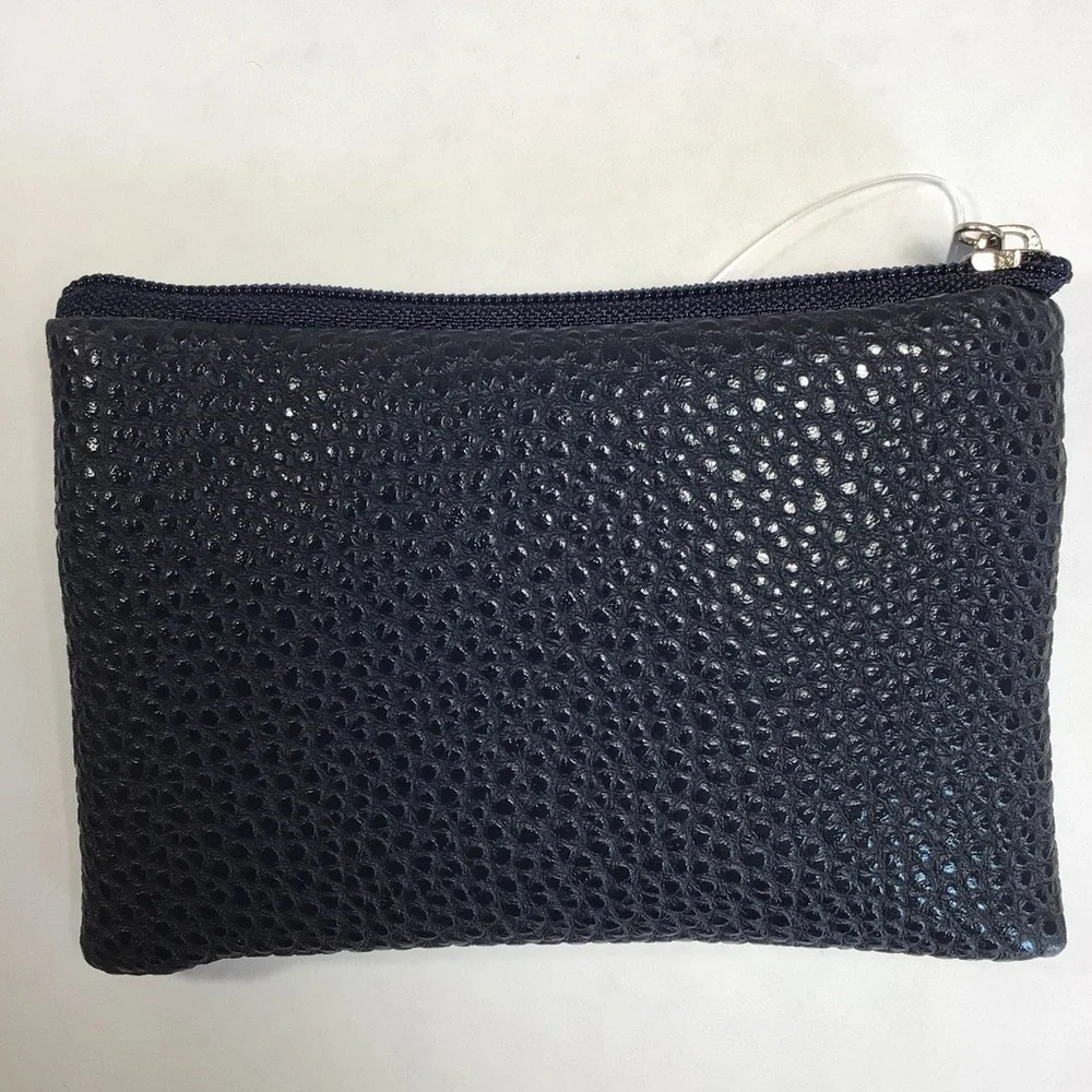 Blue Vegan Leather Zippered Coin Purse Wallet Mini Clutch - Picture 2 of 4